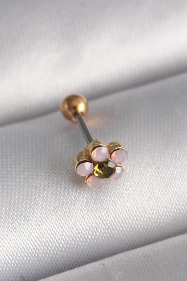 Erb 316L Çelik Gold Renk Zirkon Taşlı Çiçek Tragus Piercing