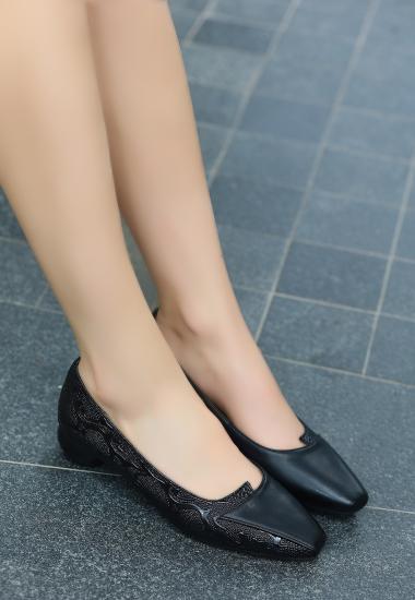 Doan Siyah Rugan Topuklu Ayakkabı